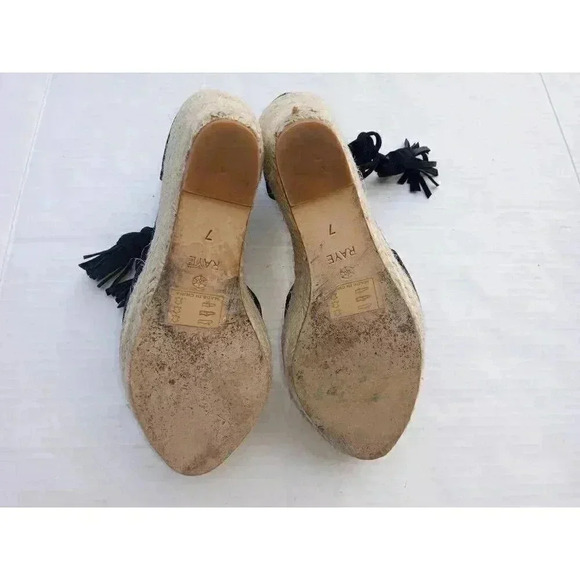 Raye Womens Dixie Espadrilles Heel Black Suede Tassel High Almond Toe Zipper 7 - Picture 2 of 11